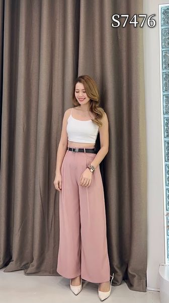 【S7476】💟💟 单纽扣口袋设计长裤 【附腰带】💟💟
