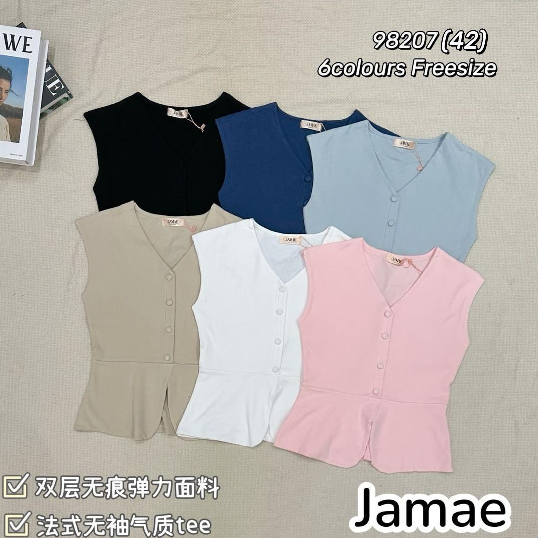 【S8939】💟💟假纽扣收腰马甲上衣💟💟